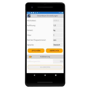 Einstellungen App für Wiegebalken